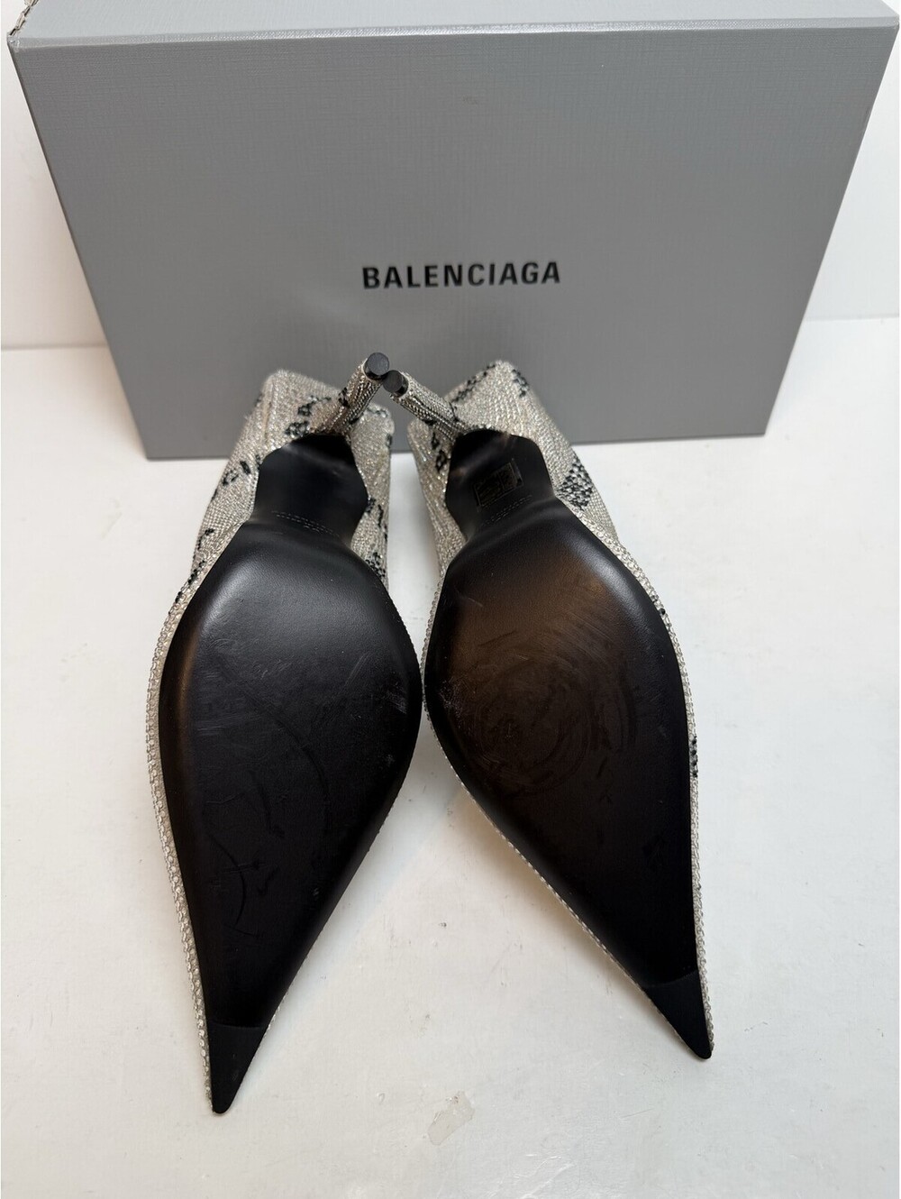 Balenciaga Knife Pump H110 Heels Crystal/Black Womens Size 10/40 New - Picture 5 of 7
